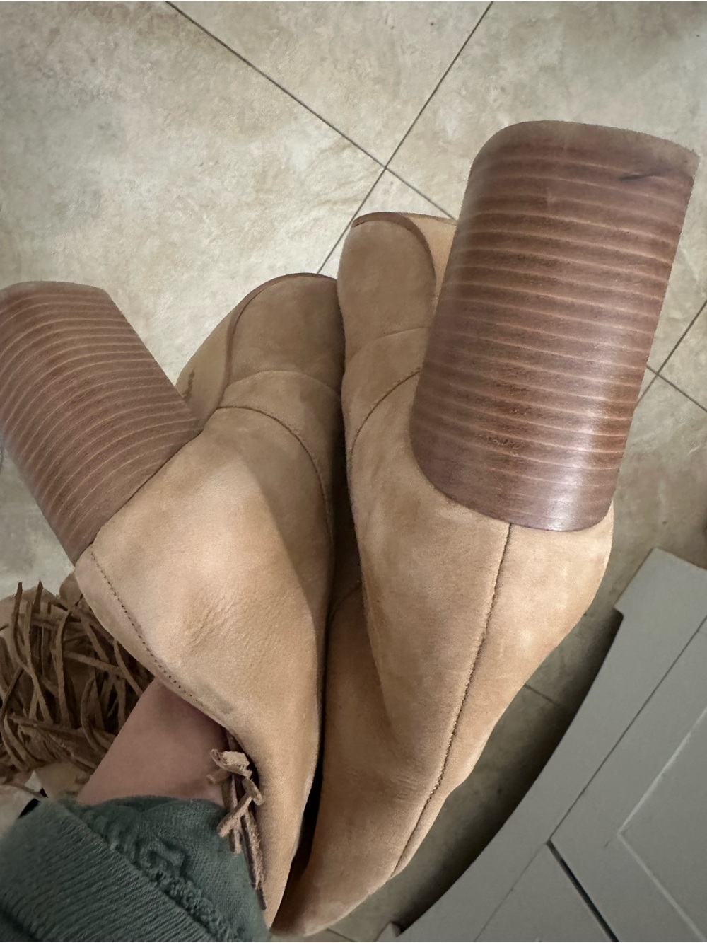 Sam Edelman Fringe Over-the-Knee Boots - Tan Brown - Picture 4 of 5